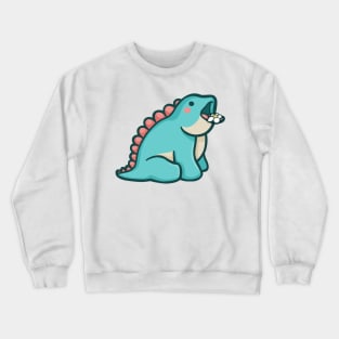 Cute stegosaurus giving flower, mlem, Dinosaur Crewneck Sweatshirt